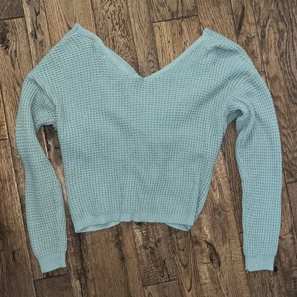 Junior Small Off the Shoulder Waffle Knit Multiwear Sweater